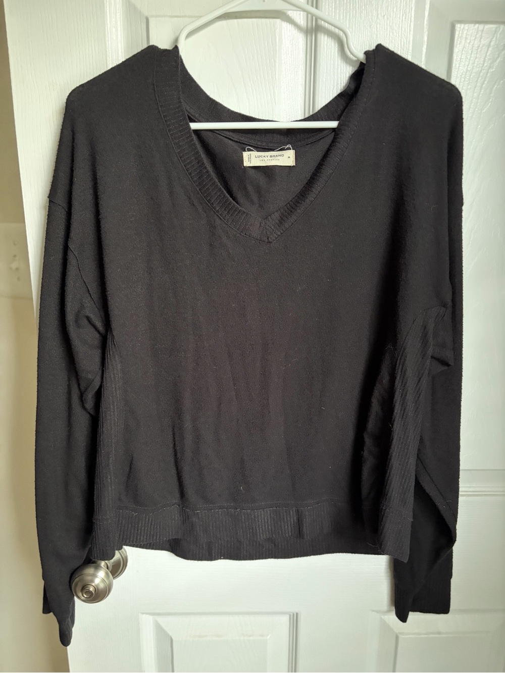 Lucky Brand Women's Black V-Neck Pullover Sweater